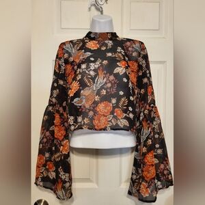Forever New Black and Orange Floral Top